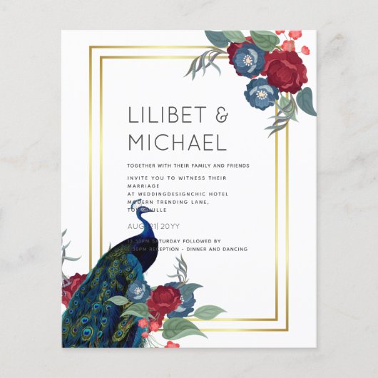 BUDGET Peacock Blue Burgundy Winter Fall Wedding (Voorkant)