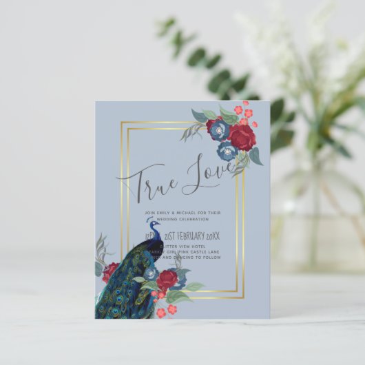 BUDGET Peacock Blue Burgundy Winter Fall Wedding (Staand voorkant)