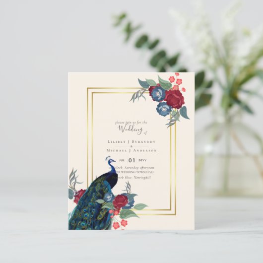 BUDGET Peacock Blue Burgundy Winter Fall Wedding (Staand voorkant)