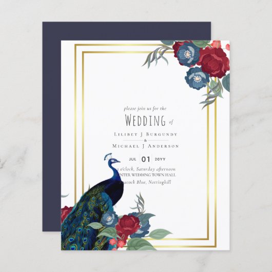 BUDGET Peacock Blue Burgundy Winter Fall Wedding (Voorkant / Achterkant)