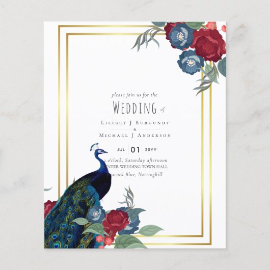 BUDGET Peacock Blue Burgundy Winter Fall Wedding (Voorkant)