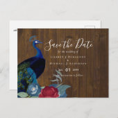 BUDGET Peacock Blue Burgundy Winter Fall Wedding Briefkaart (Voorkant / Achterkant)