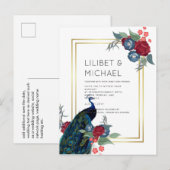 BUDGET Peacock Blue Burgundy Winter Fall Wedding Briefkaart (Voorkant / Achterkant)