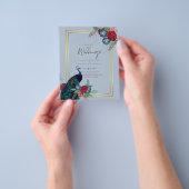 BUDGET Peacock Blue Burgundy Winter Fall Wedding Flyer (Hand)