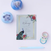 BUDGET Peacock Blue Burgundy Winter Fall Wedding Flyer (Enkel)