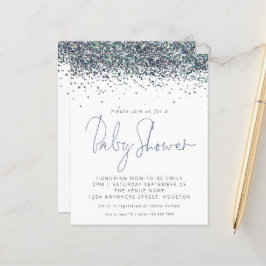 Budget Peacock Blue Glitter Baby shower Uitnodigen