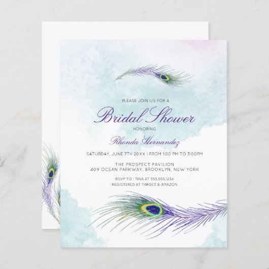 Budget Peacock Bridal Shower (Voorkant / Achterkant)