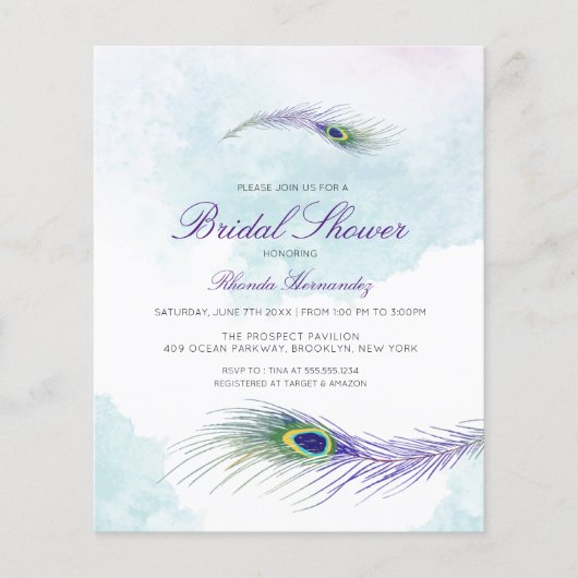Budget Peacock Bridal Shower (Voorkant)