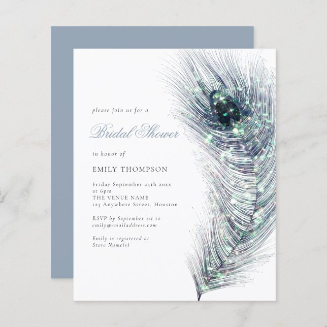 Budget Peacock Feather Bridal Shower (Voorkant / Achterkant)