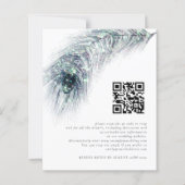 Budget Peacock Feather QR Code Weddenschap Uitnodi (Achterkant)
