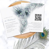 Budget Peacock Feather QR Code Weddenschap Uitnodi