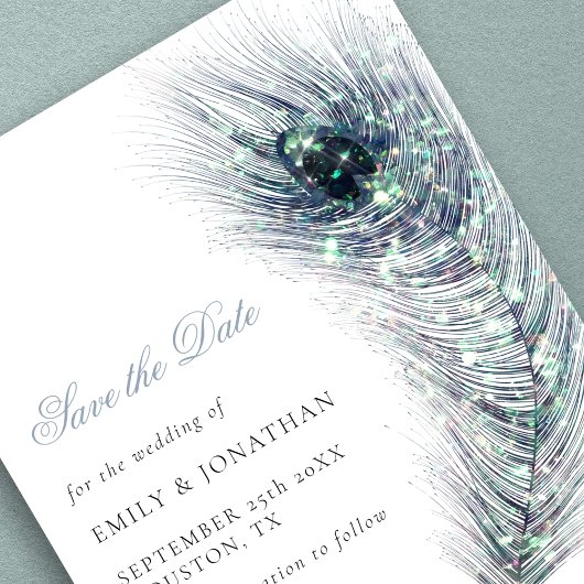 Budget Peacock Fether Wedding Save the Date
