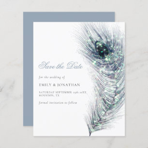 Budget Peacock Fether Wedding Save the Date