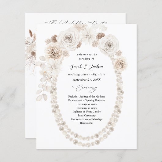 Budget Pearls & White Floral Wedding Ceremony (Voorkant / Achterkant)