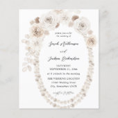 Budget Pearls & White Floral Wedding Flyer (Voorkant)