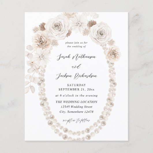 Budget Pearls & White Floral Wedding V2 (Voorkant)