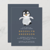 BUDGET Penguin Baby shower Uitnodiging (Voorkant / Achterkant)