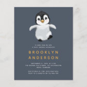 BUDGET Penguin Baby shower Uitnodiging (Voorkant)