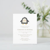 Budget Penguin Eenvoudige 1e verjaardag Uitnodigin (Staand voorkant)