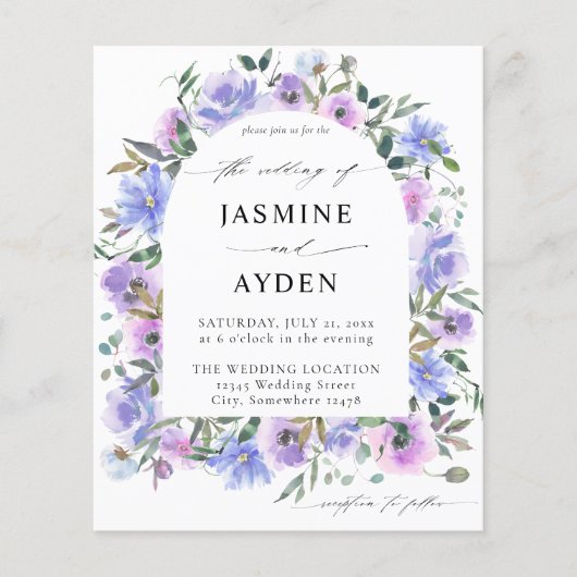 Budget Peri en Paarse Floral Arch Wedding (Voorkant)