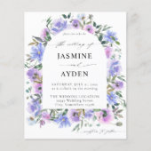 Budget Peri en Paarse Floral Arch Wedding Flyer (Voorkant)