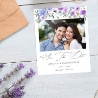 Budget Peri & Paars Bloemmotief Save the Date Foto