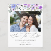 Budget Peri & Paars Floral Foto sparen Datum (Voorkant)