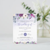 Budget Periwinkle Fuchsia Floral Wedding Invite (Staand voorkant)