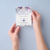 Budget Periwinkle Fuchsia Floral Wedding Invite Flyer (Hand)