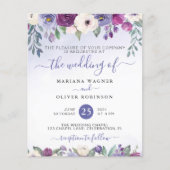 Budget Periwinkle Fuchsia Floral Wedding Invite Flyer (Voorkant)