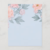 Budget Perzik Bloem Stof Blauw Salieblad Trouwfees Flyer (Achterkant)