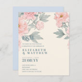 Budget Perzik Bloemige Stof Blauw Salieblad Trouw (Voorkant / Achterkant)