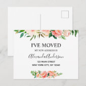 Budget Perzik Koraal Bloemen Bewegende Aankondigin Briefkaart (Voorkant / Achterkant)