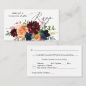 Budget Perzik, Marine, Bourgogne Bloemen 2SM Maalt Notitiekaartje (Voorkant / Achterkant)