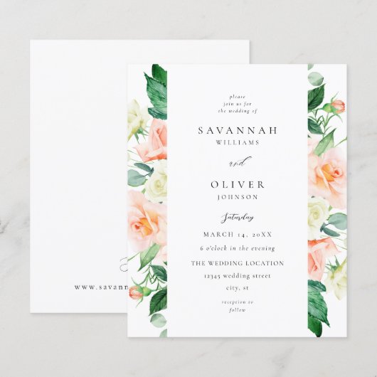 Budget Perzik & Witte Bloemen Huwelijk V3 (Voorkant / Achterkant)