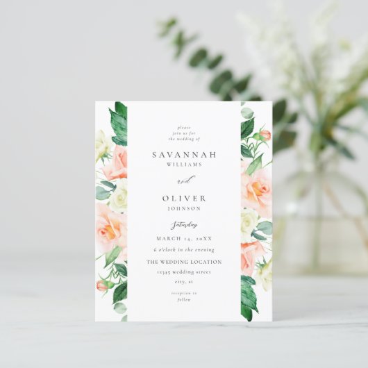 Budget Perzik & Witte Bloemen Huwelijk V3 (Staand voorkant)