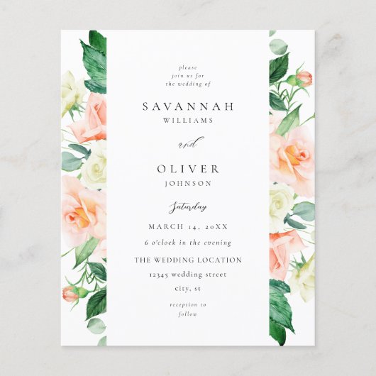 Budget Perzik & Witte Bloemen Huwelijk V3 (Voorkant)