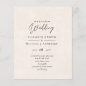 BUDGET Perzikgrijze Huwelijks Waterverf Uitnodigin (Voorkant)