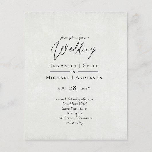 BUDGET Perzikgrijze Huwelijksuitnodigingen in Wate (Voorkant)