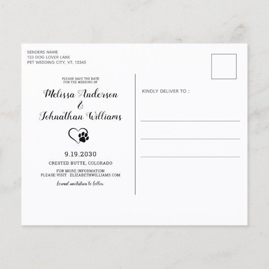 Budget Pet Dog Wedding Eucalyptus Save the Date (Achterkant)
