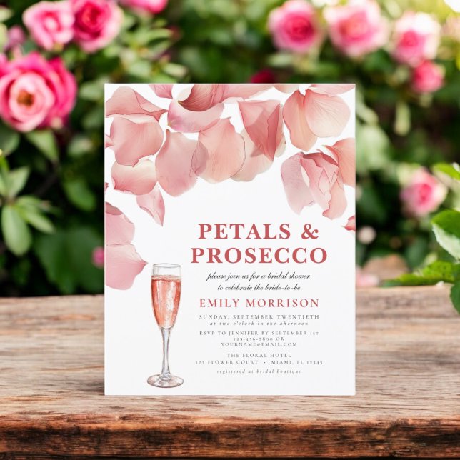Budget Petals & Prosecco Bridal Shower Uitnodiging (Creator heeft geüpload)