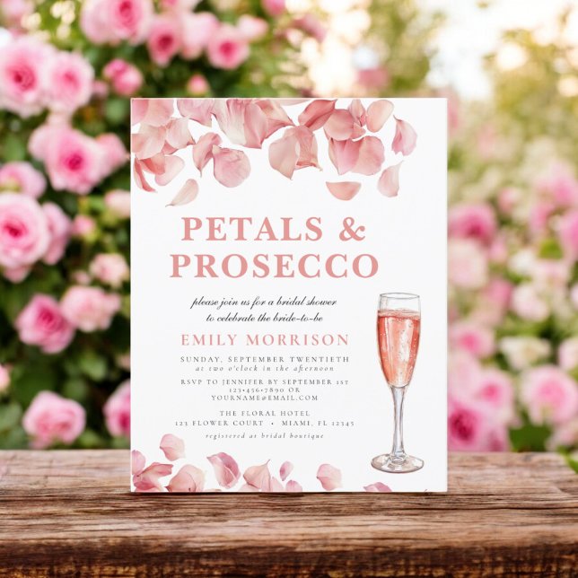 Budget Petals & Prosecco Bridal Shower Uitnodiging (Creator heeft geüpload)