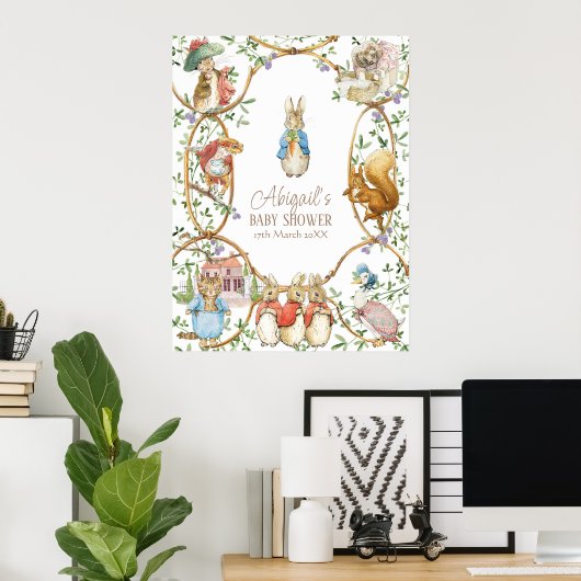 Budget Peter de Konijn Baby Shower Welkomstbord Poster (Thuiskantoor)