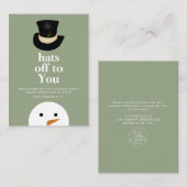 BUDGET Petten uit naar u Snowman Green Company Log Notitiekaartje (Voorkant / Achterkant)