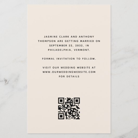 Budget Photo Arch Beige QR Code De datum opslaan (Achterkant)