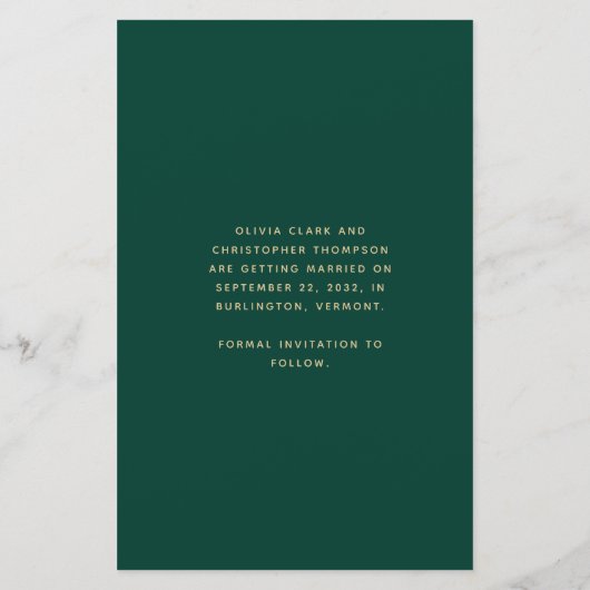 Budget Photo Arch Emerald Green Gold Save the Date (Achterkant)