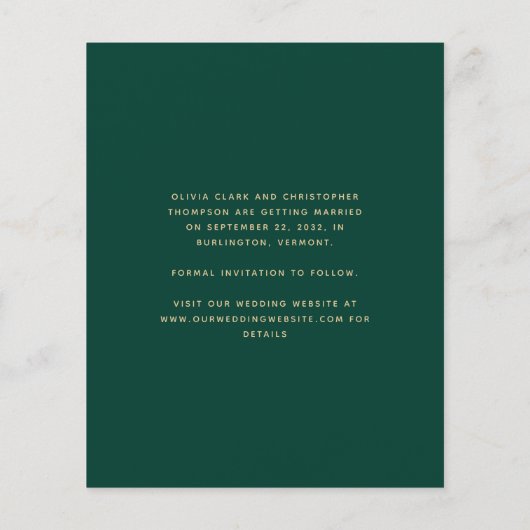 Budget Photo Arch Emerald Green Gold Save the Date (Achterkant)