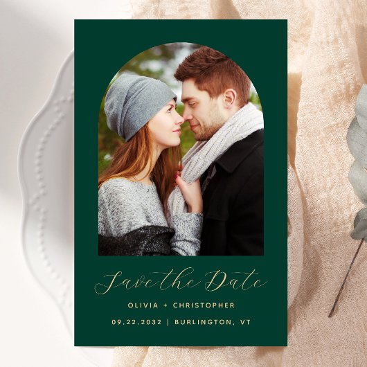 Budget Photo Arch Emerald Green Gold Save the Date