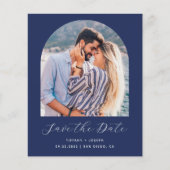 Budget Photo Arch Navy Blue QR Code Save the Date (Voorkant)
