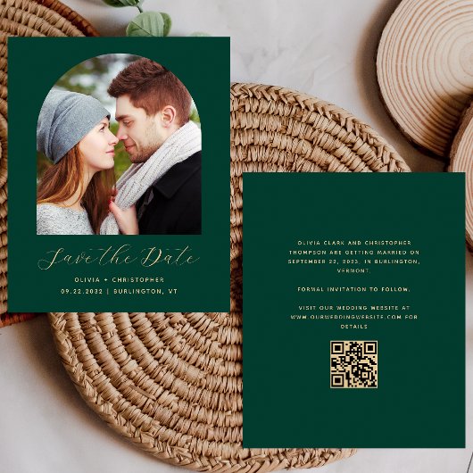 Budget Photo Arch QR Emerald Green Save the Date
